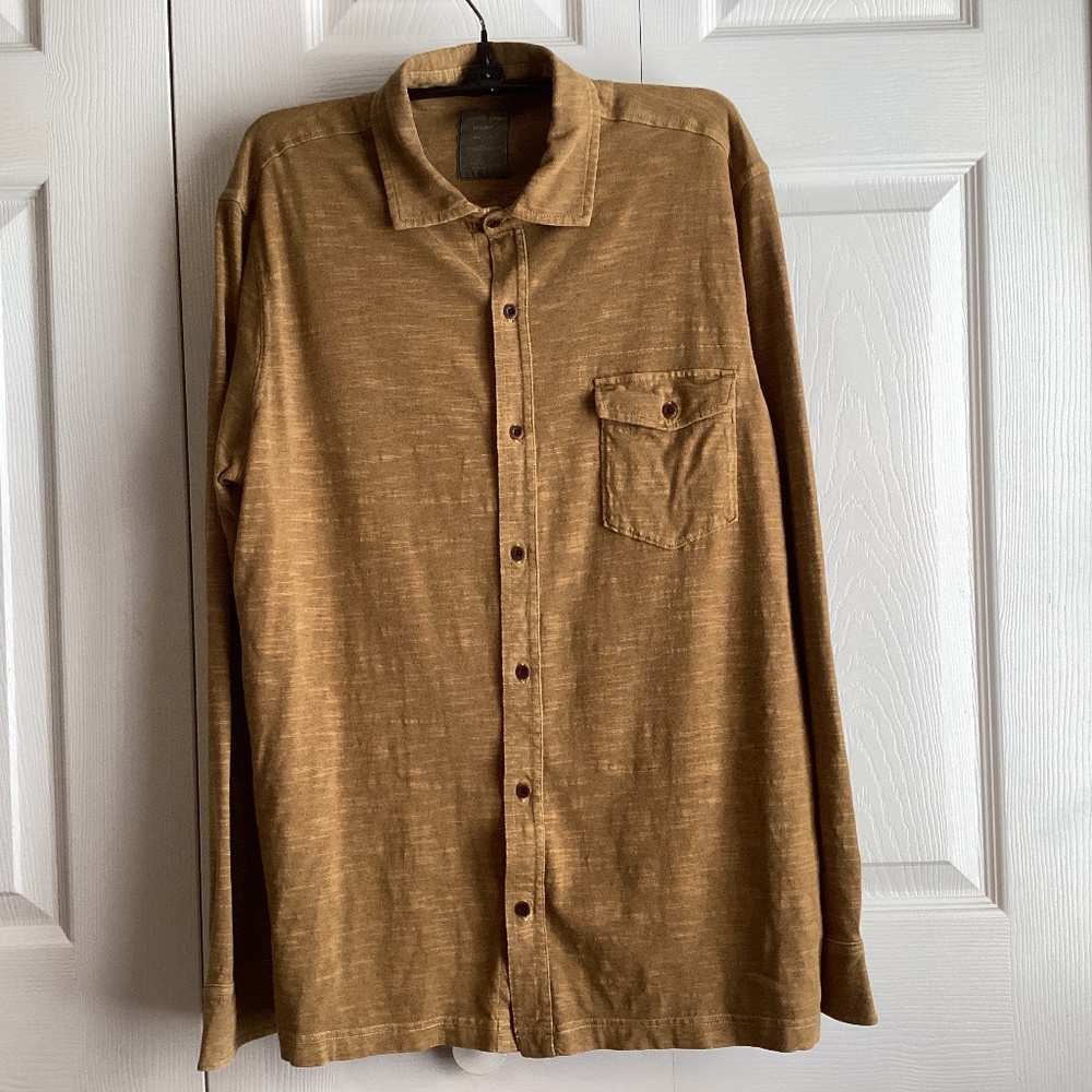 Cooper Jones  Permit  Button Down Shirt Gold w/black heathering  Size L